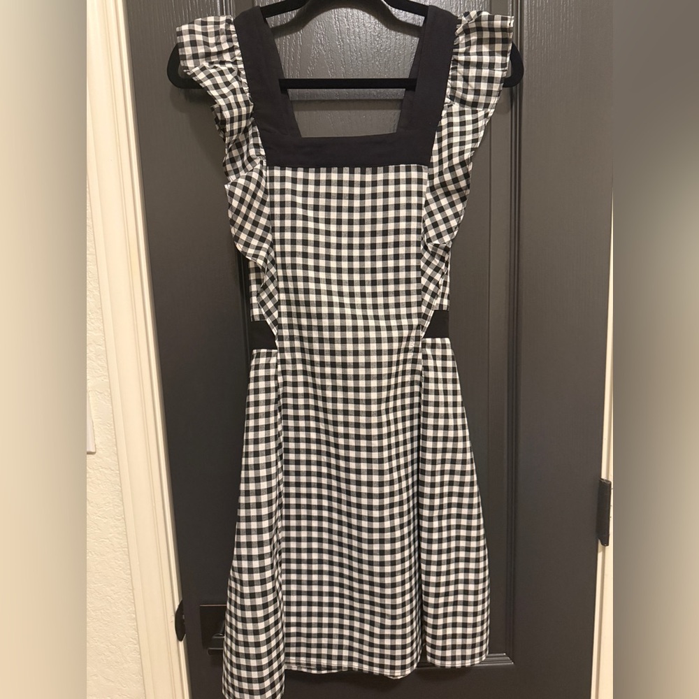BCBGeneration Gingham Apron Dress | Size 2 | Black & White - Picture 3 of 5
